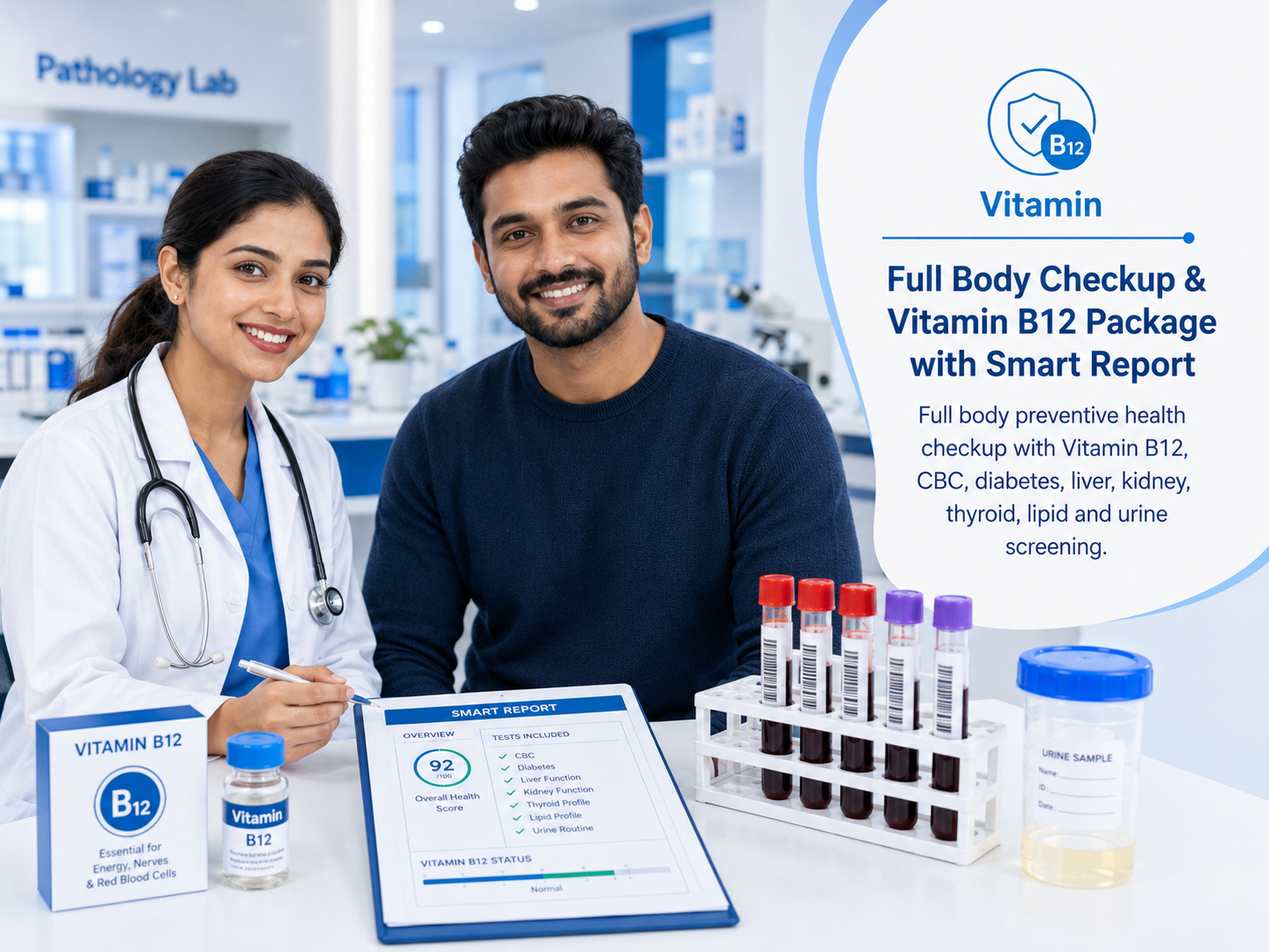 Full Body Checkup & Vitamin B12 Package with Smart Report image